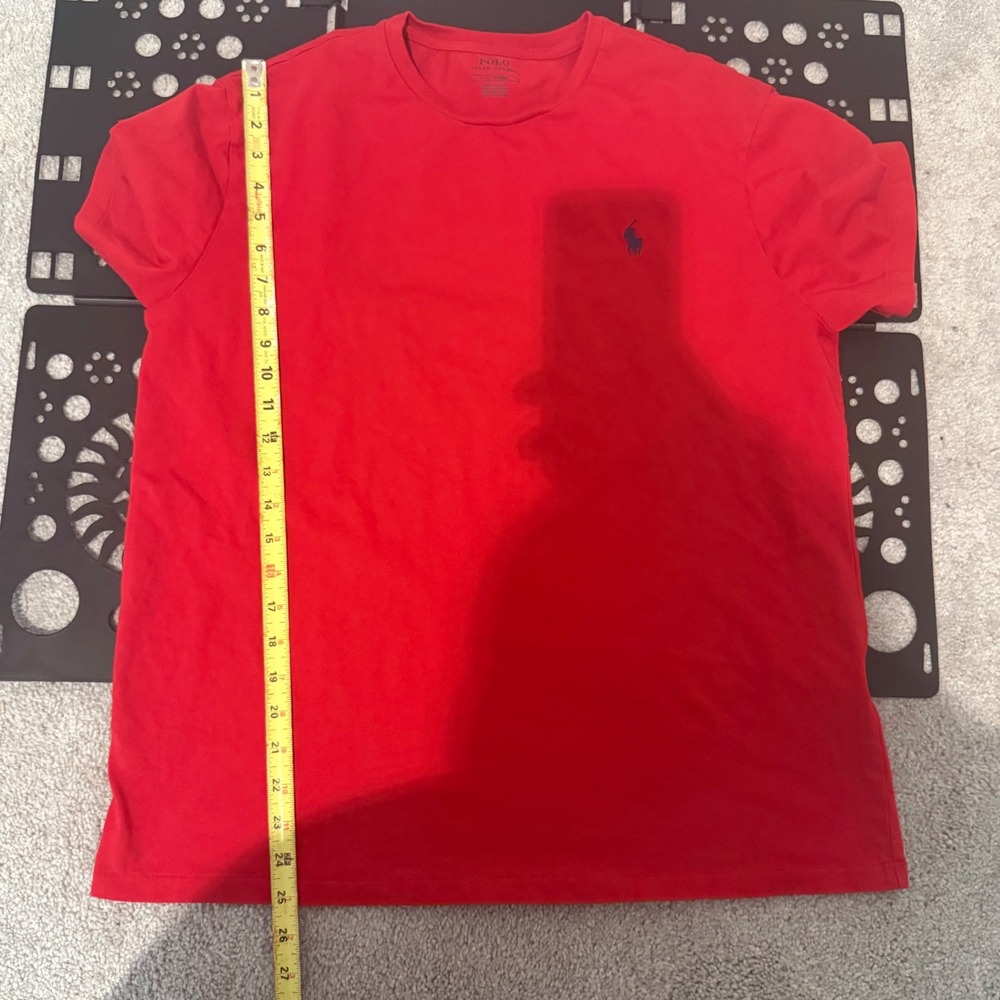 Polo Ralph Lauren Mens Red Crewneck Short Sleeve T-Shirt Pony Logo Large 0919 - Picture 7 of 9